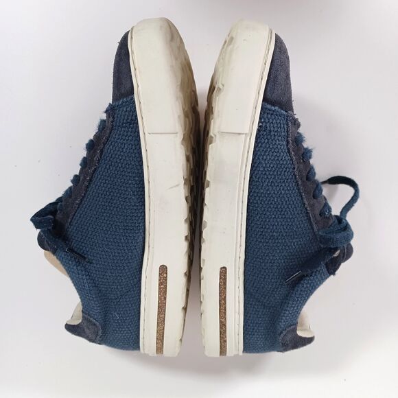 Birkenstock Womens Sneaker Size 6 W EU 37 Blue Suede Canvas Lace Up Bend Low Top - Picture 5 of 9
